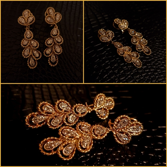 18K Solid Gold Diamond Earrings - Picture 7 of 9